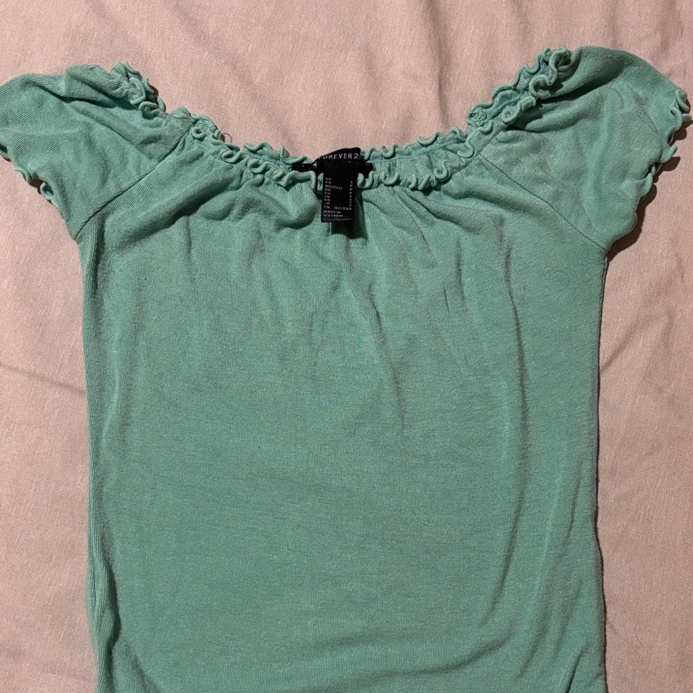 Forever 21 Mint Green Ruffled Blouse